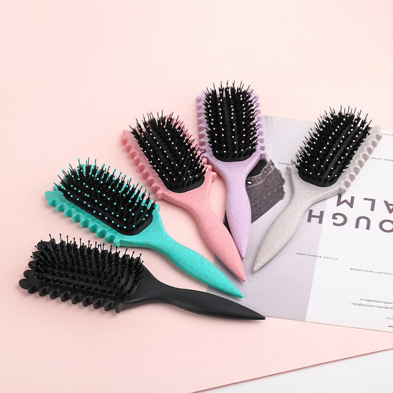 Wheat Straw Bouncing Curly Hair Styling Massage Comb with Air Cushion Bristles
