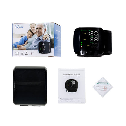 Wrist Blood Pressure Monitor with Voice Guidance – Track BP & Heart Rate at Home