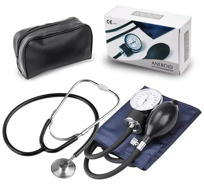 Manual Upper-Arm Blood Pressure Monitor — Aneroid Sphygmomanometer & Stethoscope Kit