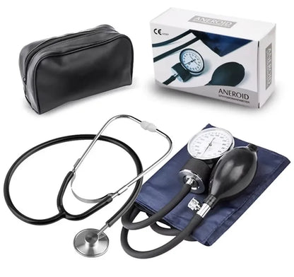Manual Upper-Arm Blood Pressure Monitor — Aneroid Sphygmomanometer & Stethoscope Kit