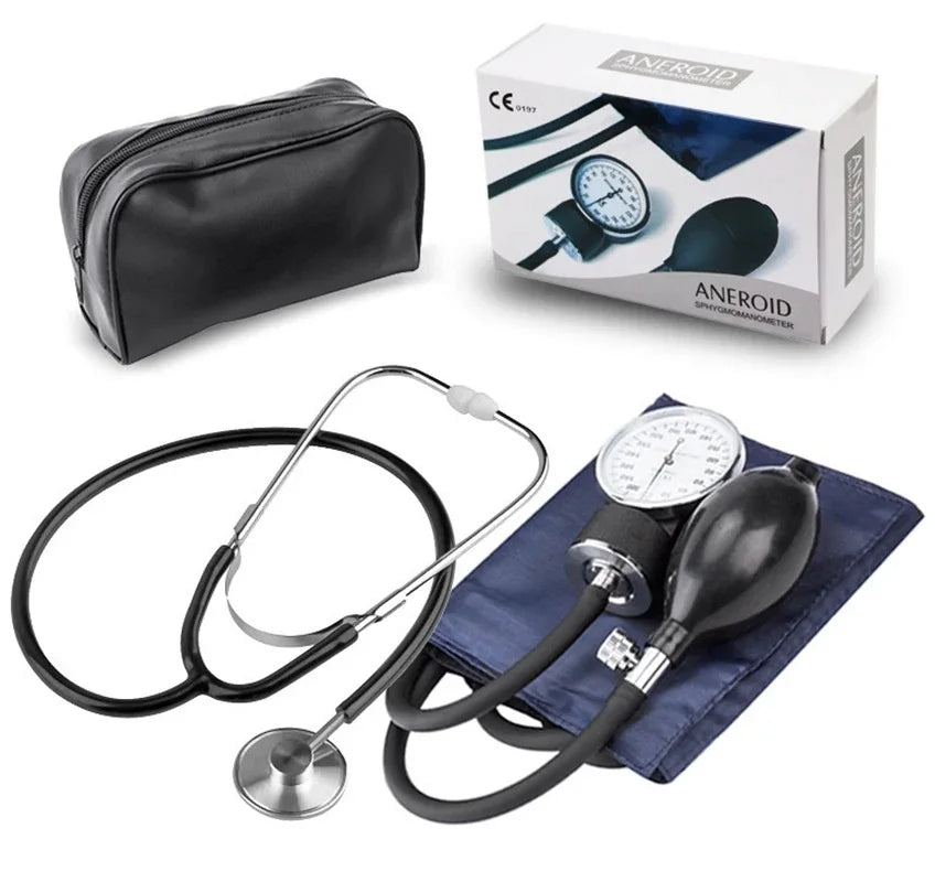 Manual Upper-Arm Blood Pressure Monitor — Aneroid Sphygmomanometer & Stethoscope Kit