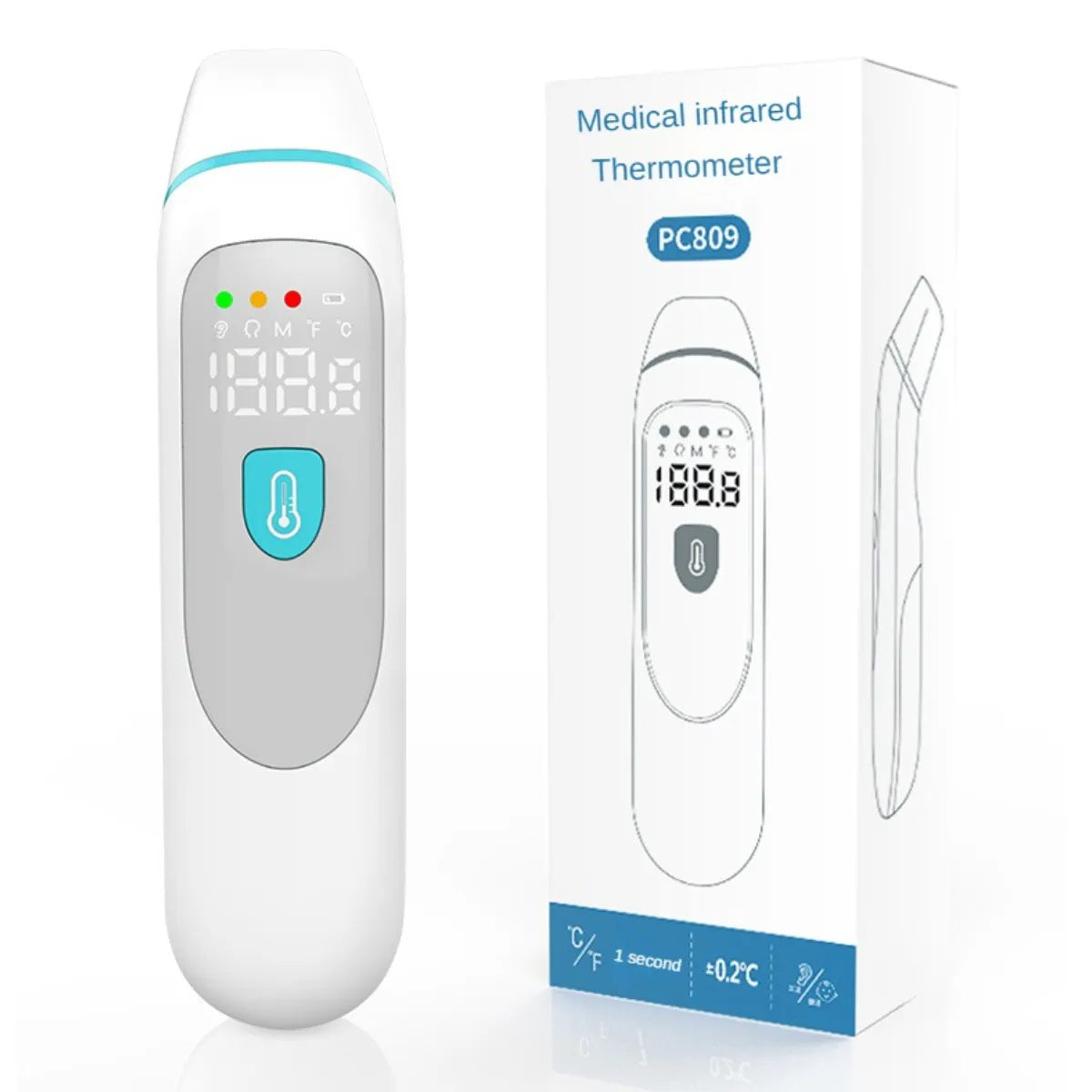 Infrared Thermometer — 1-Second Forehead & Ear Reading | Home Health Care
