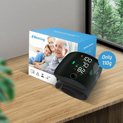 Wrist Blood Pressure Monitor with Voice Guidance – Track BP & Heart Rate at Home